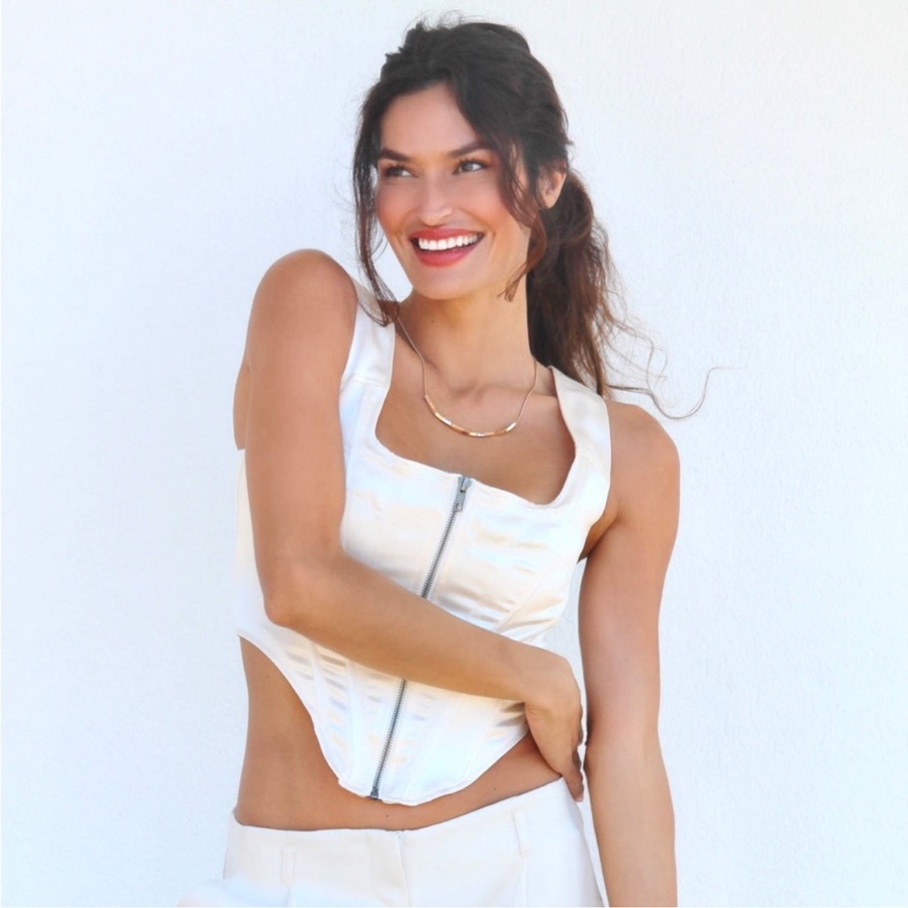 Future Collective Satin Zip Up Corset Top